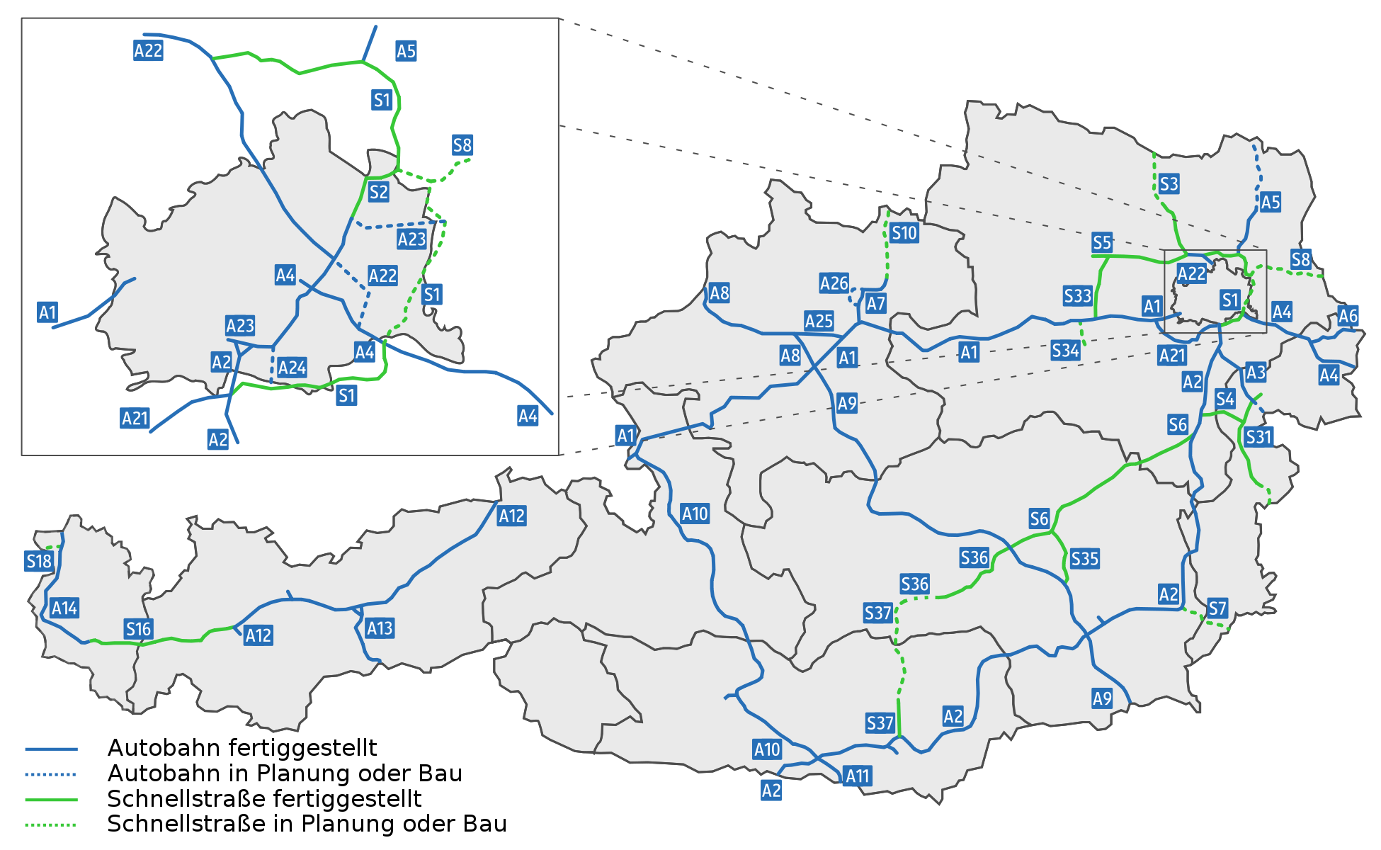 mapa rakouských dálnic Dálniční síť v Rakousku | Po dálnici.cz mapa rakouských dálnic